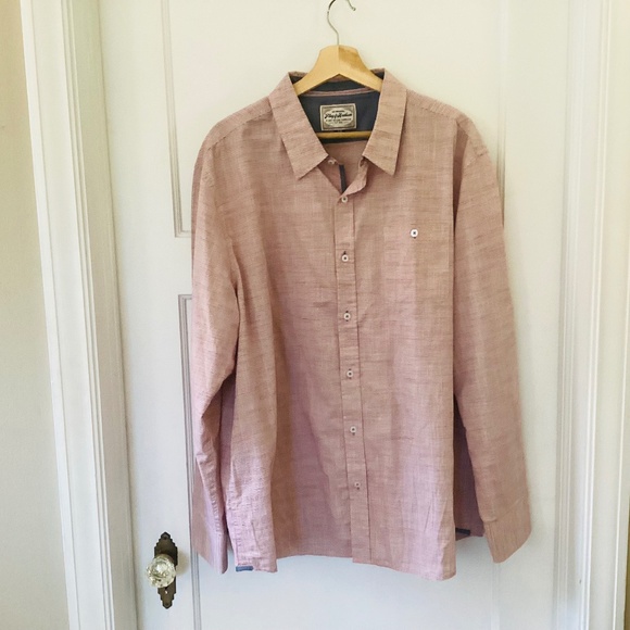 Flag & Anthem Long Sleeve Button Up Shirt Size XXL Short Untucked Striped Cotton - Picture 1 of 12